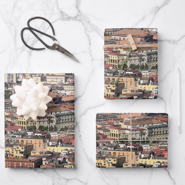 Feuille De Papier Cadeau Vue de Naples, Italie (Recto)