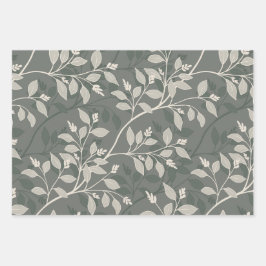 Feuille De Papier Cadeau Wandering Leaves Elegant Earthy Botanical Pattern