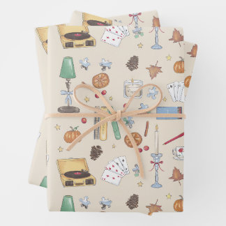 Feuille De Papier Cadeau Week-end d'automne cosy et lunatique