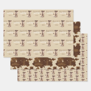 Feuille De Papier Cadeau Western Country Cowgirl Russe fête d'anniversaire