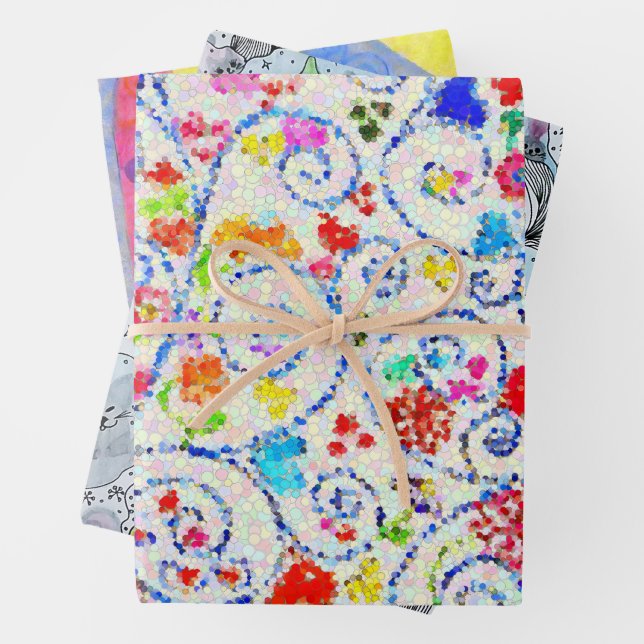 Feuille De Papier Cadeau ​Whimsical Family Art Wrapping Paper Set  (En situation)