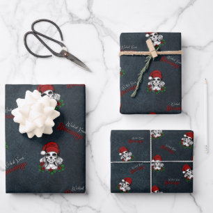 Feuille De Papier Cadeau Whimsical gothique Père Noël Crâne Noël