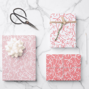 Feuille De Papier Cadeau Whimsical mignon rose Bows Motif Girly Cadeau