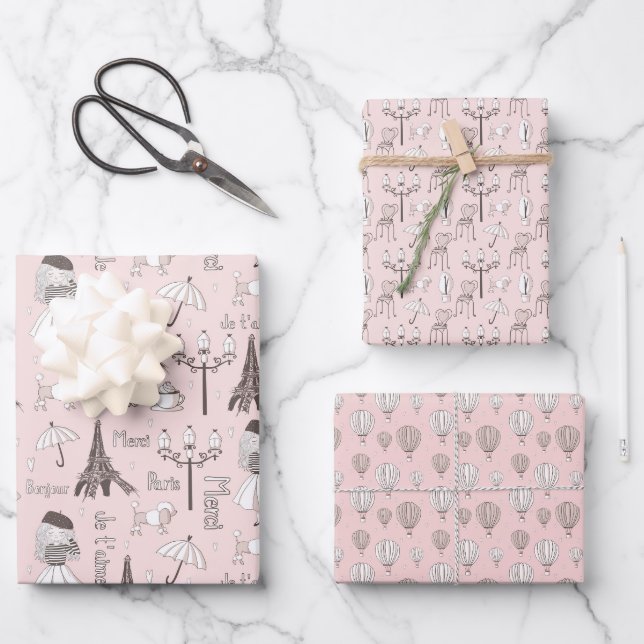 Feuille De Papier Cadeau Whimsical Rose French (Recto)