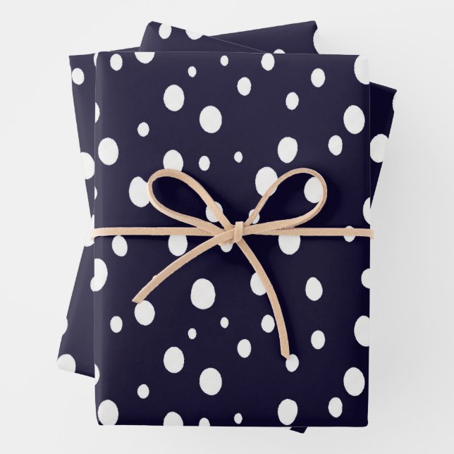 Feuille De Papier Cadeau White Snow Dot Pattern Satin (En situation)