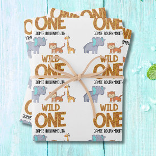 Feuille De Papier Cadeau Wild One Safari Theme Boys 1er Anniversaire