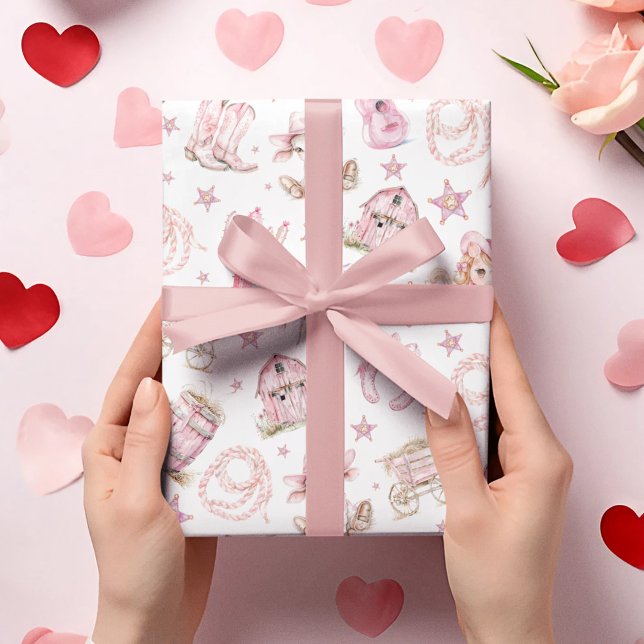 Feuille De Papier Cadeau Wild West Rodeo Cowgirl (Créateur téléchargé)