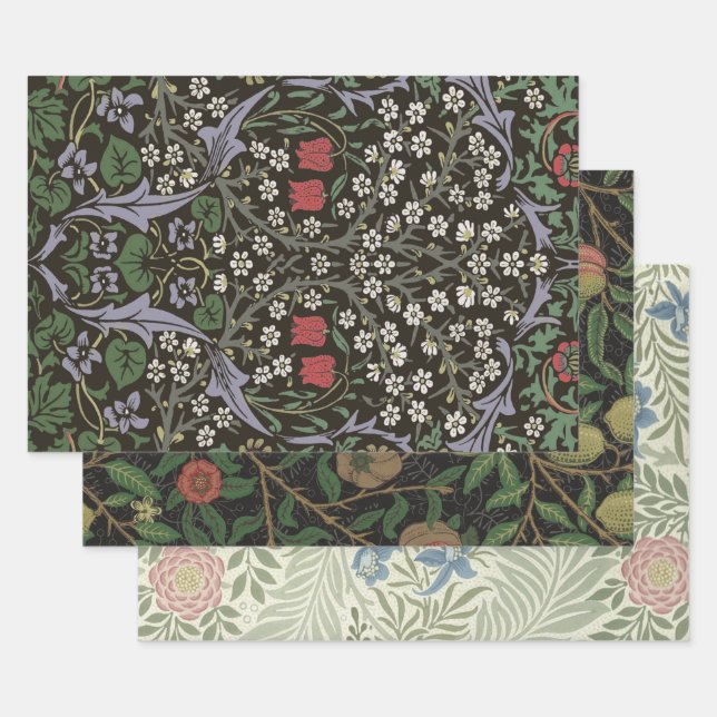 Feuille De Papier Cadeau William Morris Blackthorn Tapestry Floral (Lot)