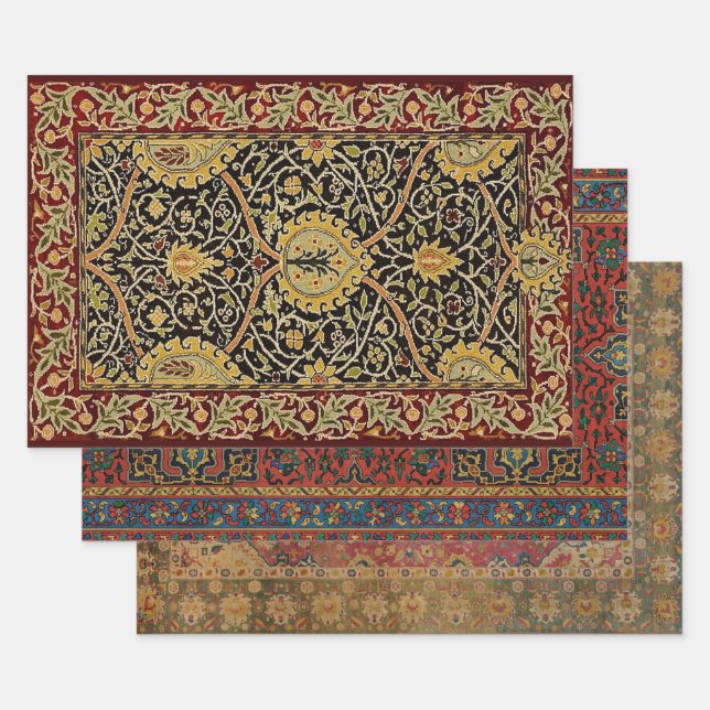 Feuille De Papier Cadeau William Morris Classique Tapis Art Design d'impres (Lot)