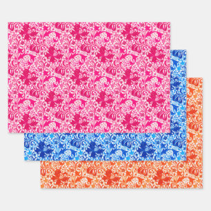 Feuille De Papier Cadeau William Morris Iris et Lily, rose, bleu, orange