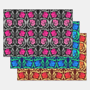 Feuille De Papier Cadeau William Morris Pimpernel, Fuchsia, Bleu, Brown