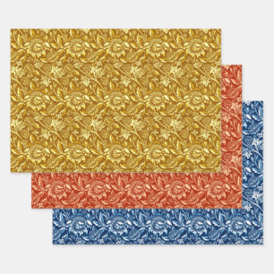 Feuille De Papier Cadeau William Morris Sunflowers, Or Orange & Bleu 