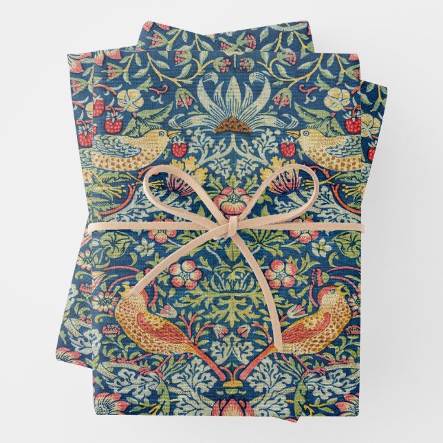 Feuille De Papier Cadeau William Morris - Thief aux fraises (En situation)