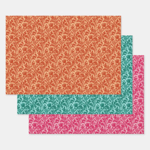 Feuille De Papier Cadeau William Morris Thistle, Orange, Turquoise, Rose