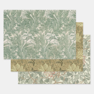 Feuille De Papier Cadeau William Morris tulip fond textile vert