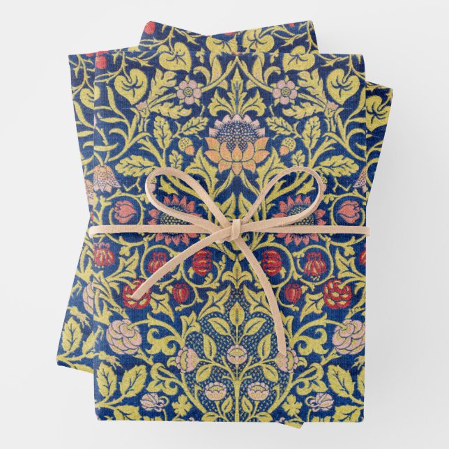 Feuille De Papier Cadeau William Morris, Violette et Colombine (En situation)