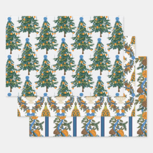 Feuille De Papier Cadeau Williamsburg Christmas Blue and Orange
