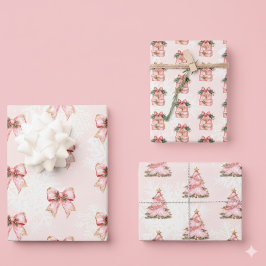 Feuille De Papier Cadeau Winter Onderland Girl 1st Birthday Pink
