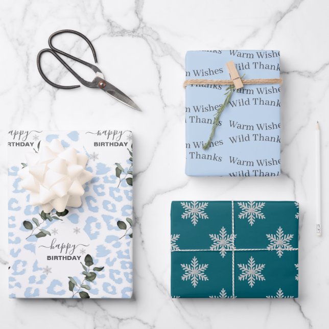 Feuille De Papier Cadeau Winter Wild Glacier Leopard (Recto)