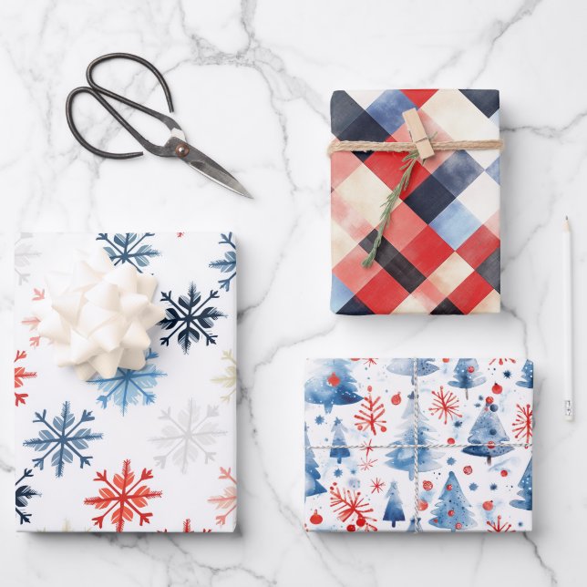 Feuille De Papier Cadeau Winter Wonderland Trio (Recto)