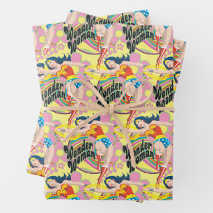 Feuille De Papier Cadeau Wonder Woman Flowers rétro
