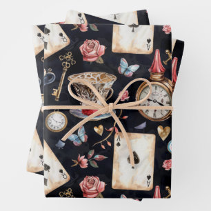 Feuille De Papier Cadeau Wonderland Alice Motif