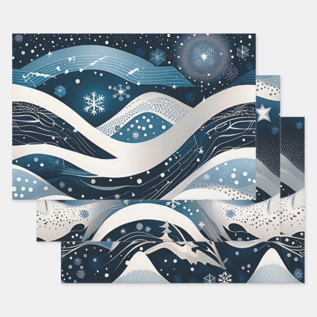 Feuille De Papier Cadeau Wonderland hivernal Abstrait (Lot)
