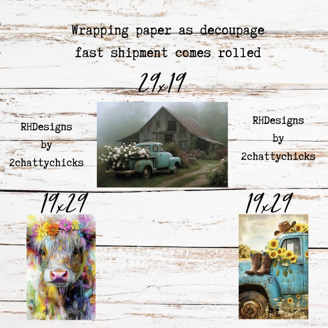 Feuille De Papier Cadeau Wrapping Paper Decoupage Charming Country Living (Créateur téléchargé)