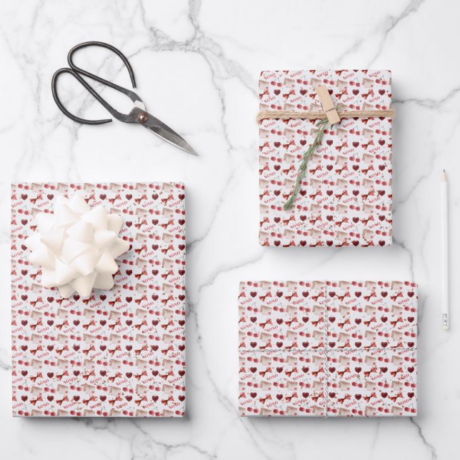 Feuille De Papier Cadeau Wrapping Paper Flat Sheet - Red Theme (Recto)