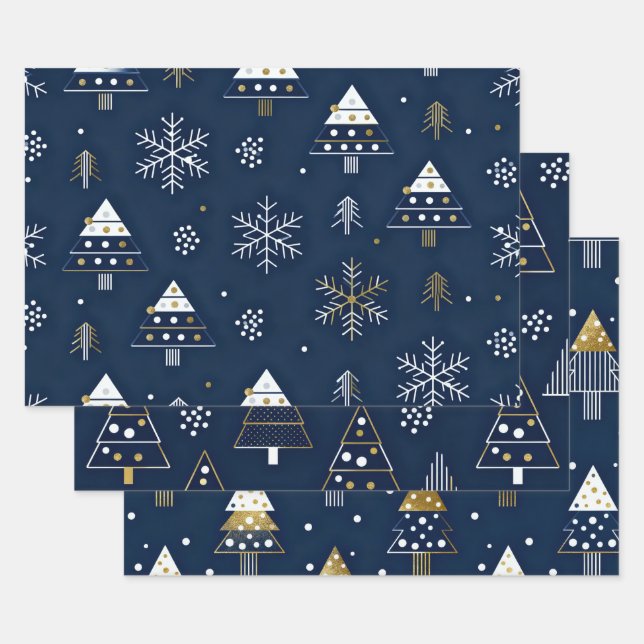 Feuille De Papier Cadeau Wrapping Paper Flat Sheet Set of 3 (Lot)