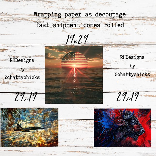 Feuille De Papier Cadeau Wrapping Paper for Decoupage Patriotic American  (Créateur téléchargé)