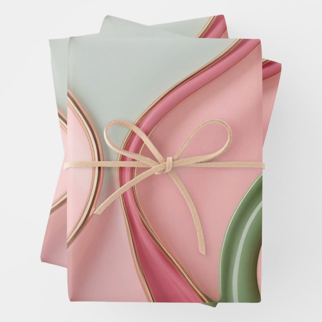 Feuille De Papier Cadeau Wrapping paper in stylish abstract graphic (En situation)