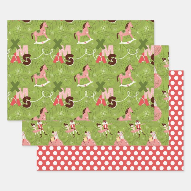 Feuille De Papier Cadeau wrapping paper with a nutcracker (Lot)