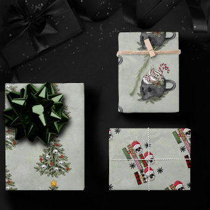 Feuille De Papier Cadeau XMAS déplaisant Arbre très gothique et Mug crâne