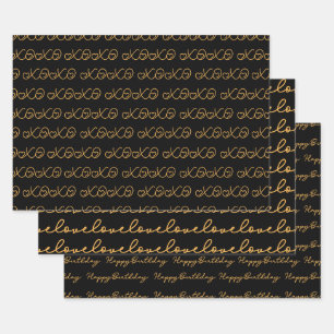 Feuille De Papier Cadeau XOXO Amour et Joyeux anniversaire