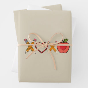 Feuille De Papier Cadeau XOXO Professeur Saint-Valentin Crayon et Pomme 