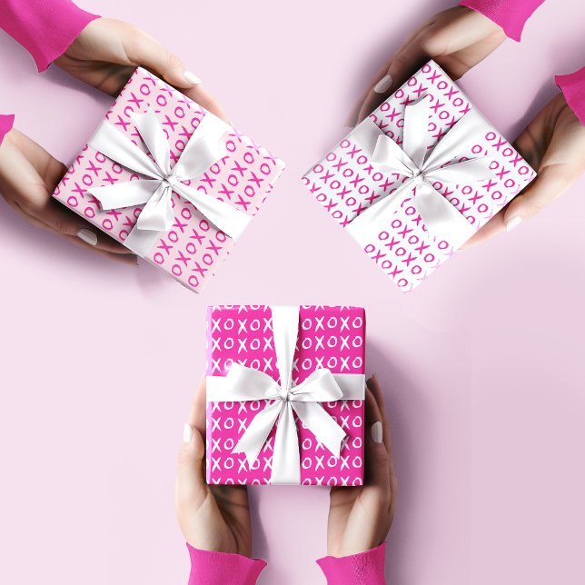 Feuille De Papier Cadeau XOXO Saint-Valentin Saint-Galentin Rose-FROID (Galentine's day gift wrap paper set. Pink XOXO pattern design.)