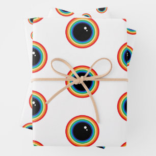 Feuille De Papier Cadeau Yeux arc-en-ciel cool