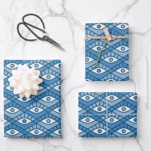 Feuille De Papier Cadeau Yeux bleus (Recto)