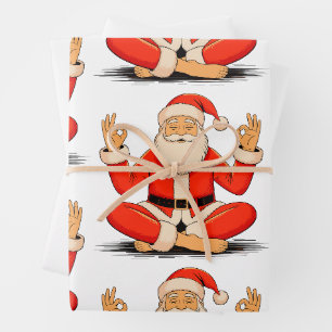 Feuille De Papier Cadeau Yoga Santa Namaste Méditation Noël Vacances