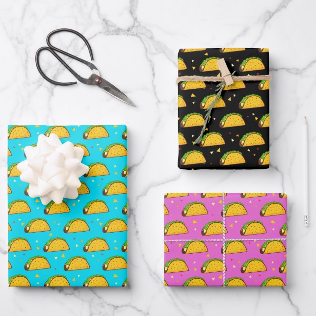 Feuille De Papier Cadeau Yummy Taco Motif (Recto)