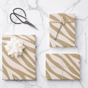 Feuille De Papier Cadeau Zèbre - Beige-Imprimé