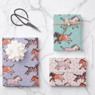 Feuille De Papier Cadeau Zèbres stylisés Whimsical et ludique