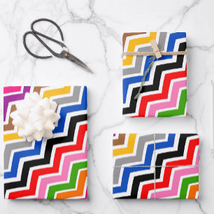 Feuille De Papier Cadeau Zigzag Chevron multicolore Conception Motif