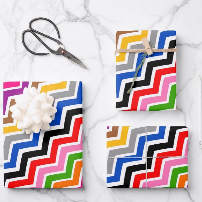 Feuille De Papier Cadeau Zigzag Chevron multicolore Conception Motif (Créateur téléchargé)