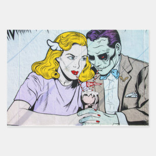 Feuille De Papier Cadeau zombie coup d'amour