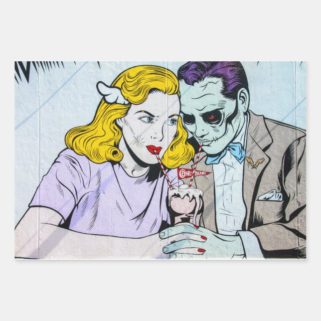 Feuille De Papier Cadeau zombie coup d'amour (Devant)