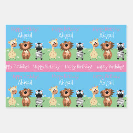 Feuille De Papier Cadeau Zoo personnalisé enfants à thème