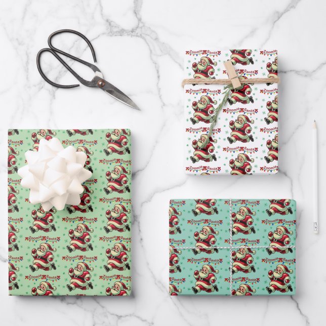 Feuille De Papier Cadeau Zoomie Père Noël Noël (Recto)