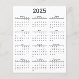 Feuille de papier Calendrier annuel 2025 Gris et b